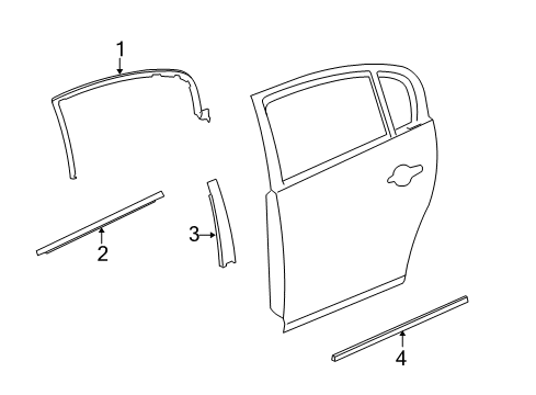 2006 Buick Lucerne Exterior Trim - Rear Door Diagram