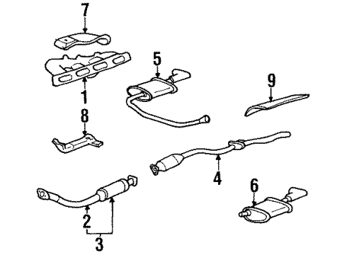 1994 Oldsmobile Achieva Muffler & Pipe, Passenger Side Diagram for 22592870