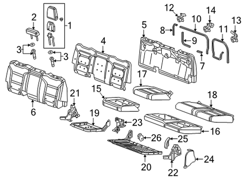 2021 Chevy Silverado 2500 HD Rear Seat Components Diagram