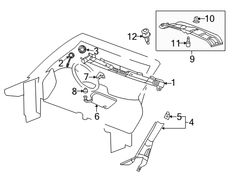 2008 Chevy Corvette Interior Trim - Roof Diagram
