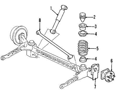 2000 Oldsmobile Silhouette Rear Axle, Ride Control, Suspension Components Diagram