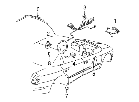 2008 Cadillac STS Air Bag Components Diagram