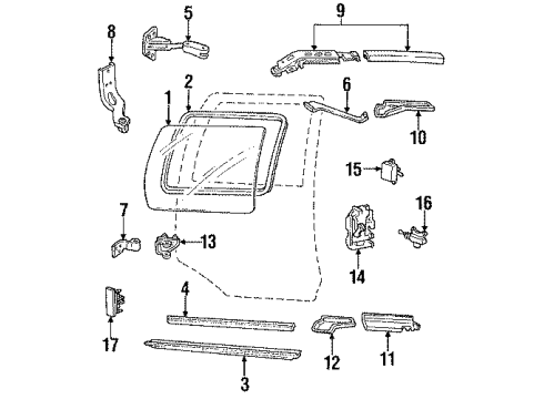 1993 Chevy Lumina APV Side Loading Door - Glass & Hardware Diagram