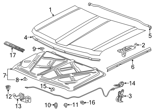 2016 Chevy Silverado 2500 HD Hood & Components Diagram