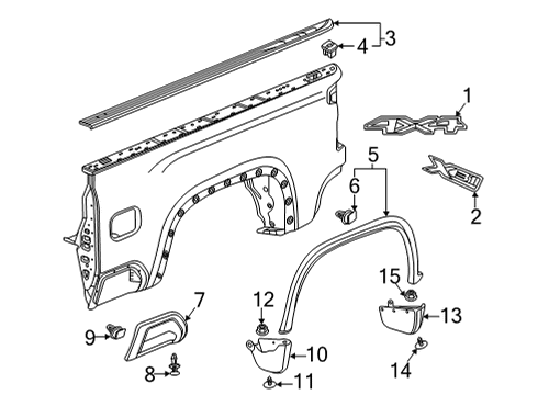 2022 GMC Sierra 3500 HD Exterior Trim - Pick Up Box Diagram