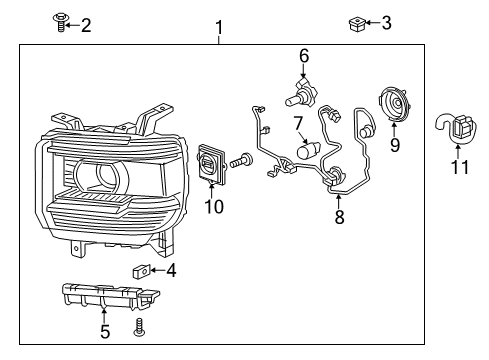 2017 GMC Sierra 2500 HD Bulbs Diagram