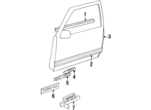 1994 Chevy C3500 Exterior Trim - Front Door Diagram