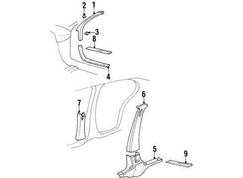 2000 Chevy Lumina Interior Trim - Pillars, Rocker & Floor Diagram