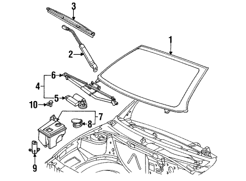 1994 Saturn SL2 Windshield Glass Diagram