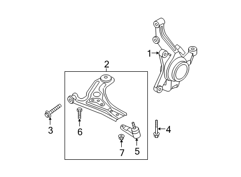 2008 Chevy Aveo Front Suspension Components, Lower Control Arm, Stabilizer Bar Diagram