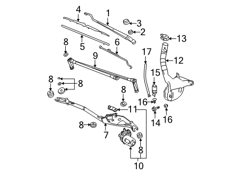 2007 Pontiac Grand Prix Wiper & Washer Components Diagram