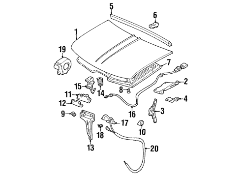 1994 GMC C3500 Hood & Components Diagram