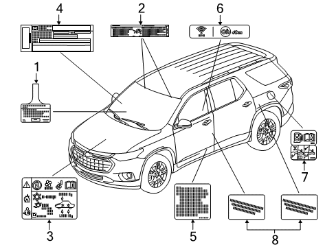 2023 Chevy Traverse Information Labels Diagram