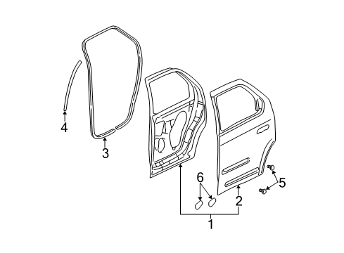 2002 Pontiac Aztek Rear Door Diagram