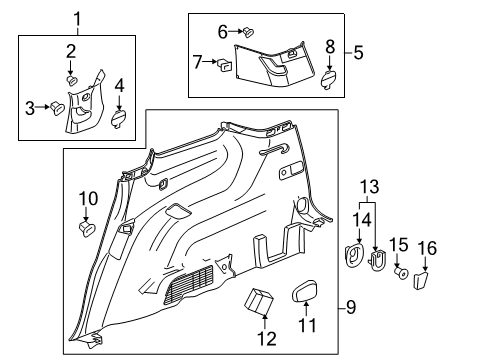 2024 Cadillac XT6 Interior Trim - Quarter Panels Diagram