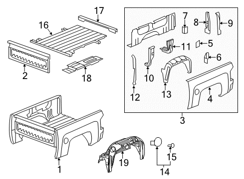 2014 Chevy Silverado 2500 HD Pick Up Box Components Diagram