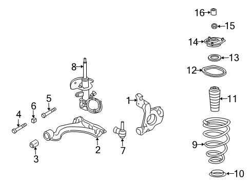 2003 Cadillac Seville Front Suspension Components, Lower Control Arm, Ride Control, Stabilizer Bar Diagram