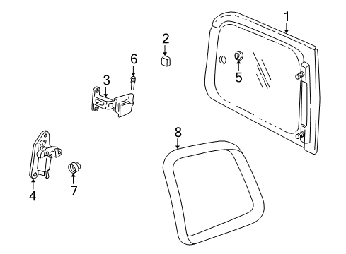 2005 Pontiac Montana Side Panel - Glass & Hardware Diagram