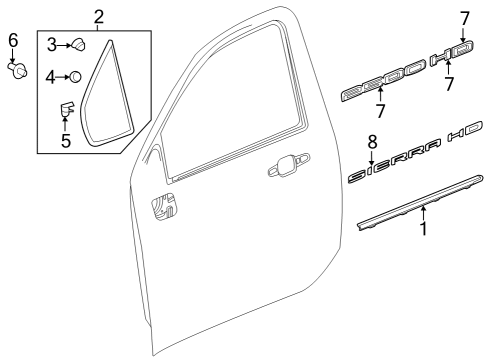 2023 GMC Sierra 2500 HD Exterior Trim - Front Door Diagram