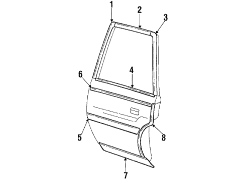 1990 Oldsmobile Custom Cruiser Side Molding, Front Diagram for 1155630