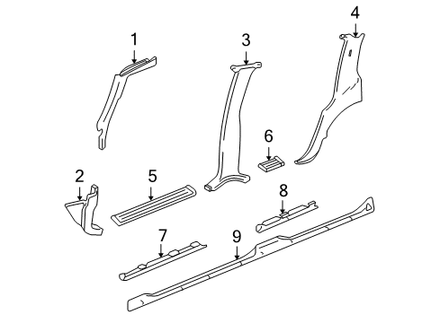 2005 Cadillac Escalade Interior Trim - Pillars, Rocker & Floor Diagram
