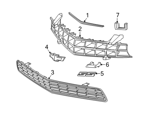 2014 Chevy Camaro Grille & Components Diagram