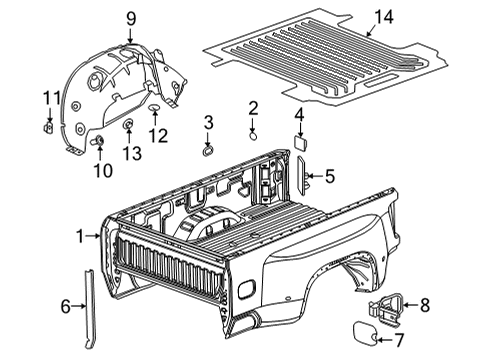 2022 Chevy Silverado 3500 HD Pick Up Box Diagram