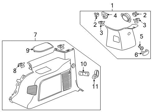 2012 GMC Yukon Upper Quarter Trim, Passenger Side Diagram for 25999672