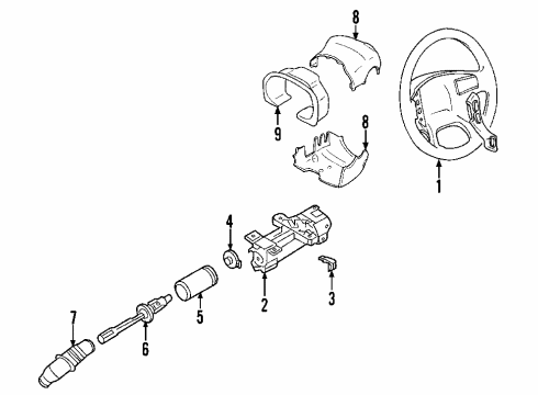 2011 Cadillac DTS Steering Column, Steering Wheel & Trim Diagram