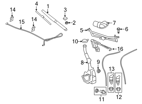2012 GMC Acadia Windshield - Wiper & Washer Components Diagram