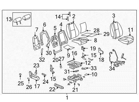 2012 Cadillac Escalade Front Seat Components Diagram