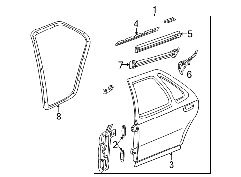 2004 Oldsmobile Alero Body Weatherstrip, Gray Diagram for 15147500