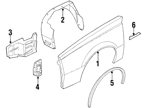 1987 Oldsmobile Firenza Fender & Components, Exterior Trim Diagram