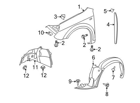 2008 Saturn Aura Fender & Components Diagram