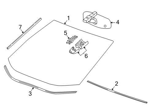 2019 Chevy Cruze Windshield Glass Diagram