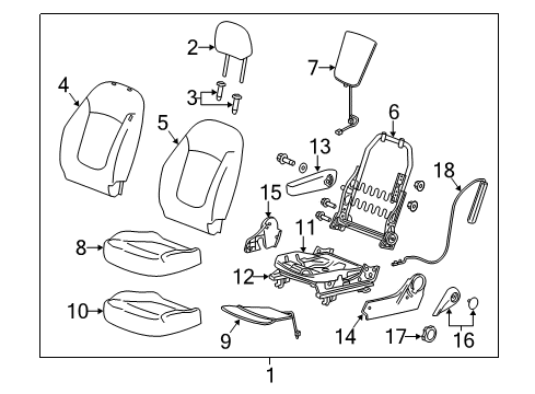 2013 Chevy Spark Driver Seat Components Diagram