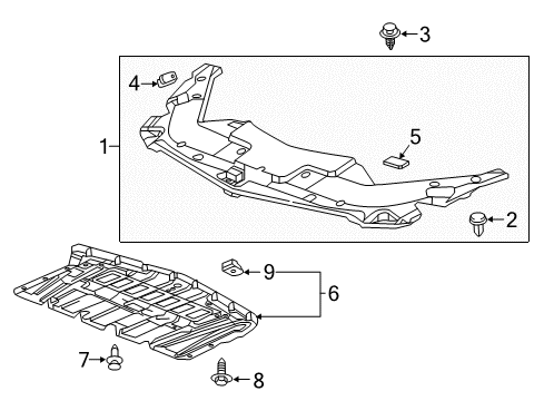 2016 Cadillac ATS Splash Shields Diagram