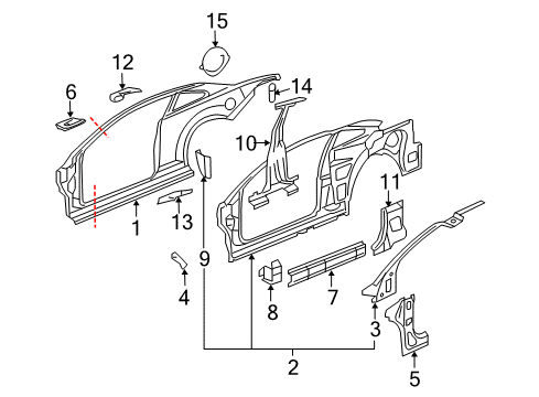 2005 Chevy Cobalt Center Pillar, Hinge Pillar, Rocker, Uniside Diagram