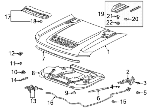 2022 Chevy Silverado 3500 HD Hood & Components Diagram