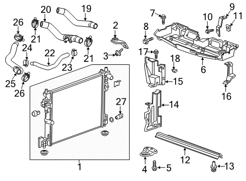2016 Cadillac CT6 Upper Hose Diagram for 23499259