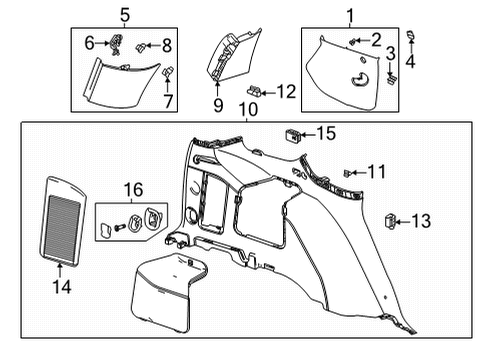 2022 GMC Yukon Interior Trim - Quarter Panels Diagram