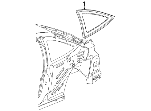 2000 Saturn SC1 Quarter Panel - Glass & Hardware Diagram