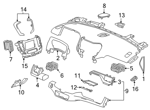2018 GMC Terrain Air Vent Cover, Black; Silver, Driver Side Diagram for 84795536