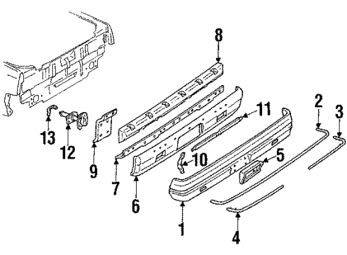 1988 Buick Skylark Rub Strip, Black, Rubber Diagram for 25523038