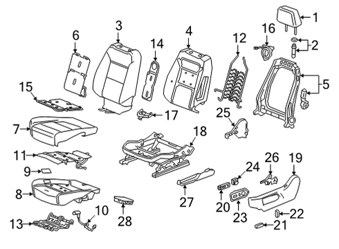2023 GMC Sierra 2500 HD Driver Seat Components Diagram