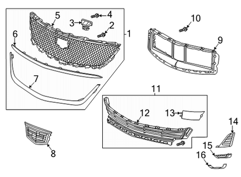2022 Cadillac CT5 Grille & Components Diagram