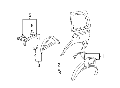 2008 Chevy Uplander Inner Structure - Side Panel Diagram