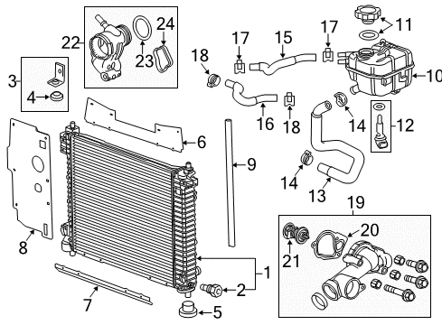 2011 Cadillac SRX Radiator & Components Diagram