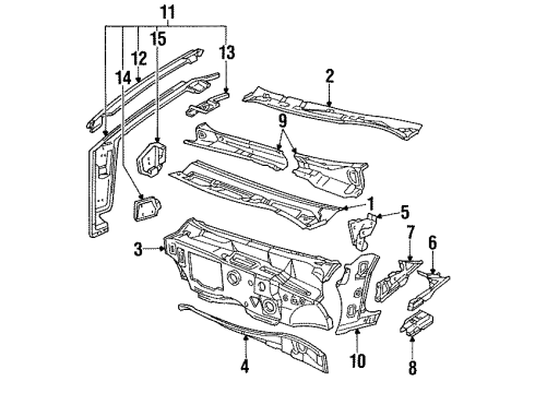 1990 Cadillac Seville Pillar Reinforcement, Passenger Side Diagram for 20706436