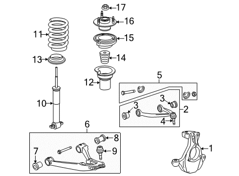 2012 Chevy Avalanche Front Suspension Components, Lower Control Arm, Upper Control Arm, Ride Control, Stabilizer Bar Diagram